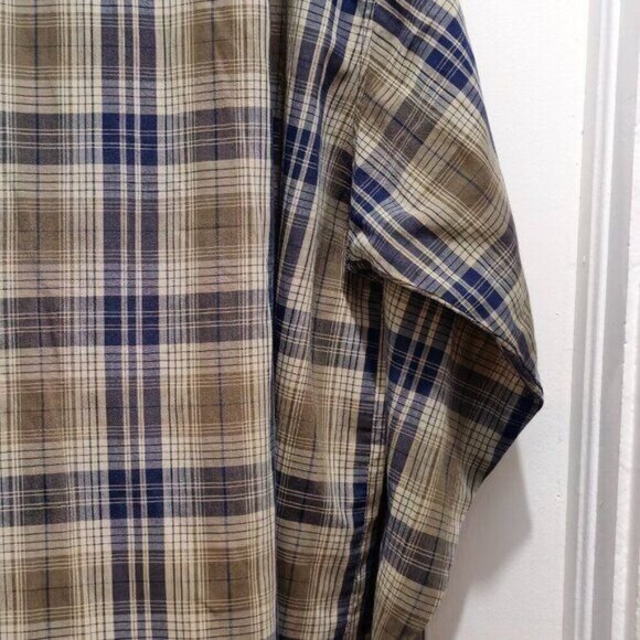 David Taylor Long Sleeve Button Casual Dress Shirt - XL - Blue, Green checkered - Picture 14 of 16